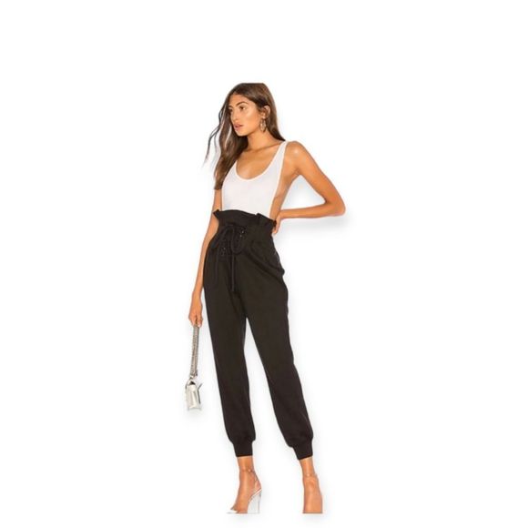 Lovers + Friends Pants - Lovers + Friends Kyle high waist paper bag joggers / sweatpants Black